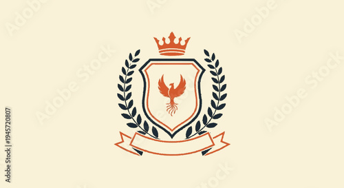 Elegant Crest with Crown and Laurel Wreath.