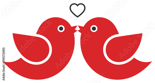 Love birds romantic couple with heart symbol valentine decorative vector illustration