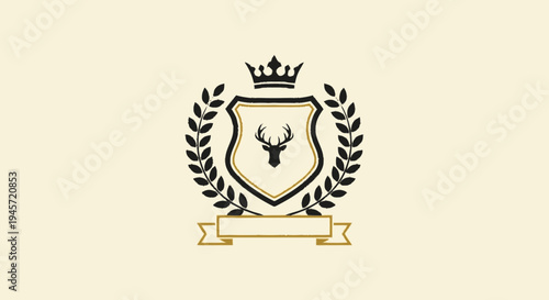 Elegant Crest with Deer Head Emblem.