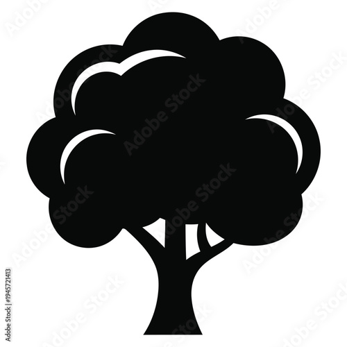 Minimalist Black Tree Silhouette Icon Vector Graphic. Simple Nature, Environment, or Ecology Symbol for Modern Design Projects, Web Applications, and Print Media.