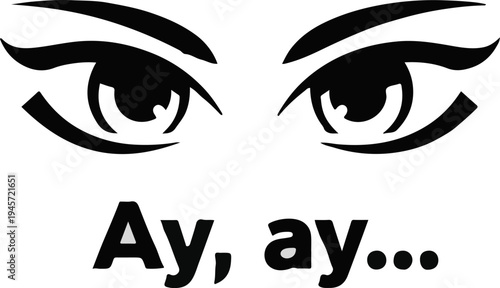 Two bold black eyes and text below with a concerned or questioning tone