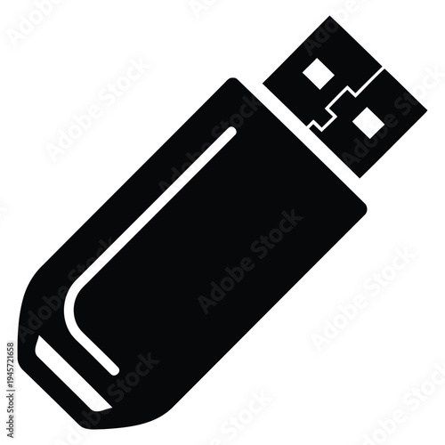 Minimalist USB Flash Drive Icon. Simple Outline of a Data Storage Stick. Modern Digital Memory Device Symbol for Technology, Computing, and Connectivity Concepts.