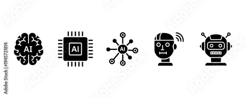 Artificial intelligence and robotics icons