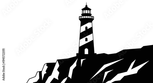 Black and white lighthouse tower.