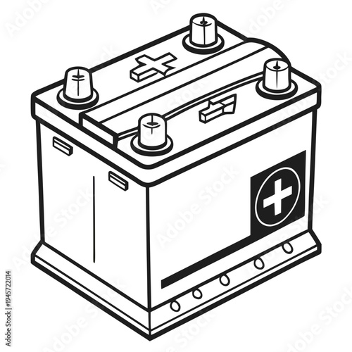 Automotive car battery line art vector illustration with ideal for car repair