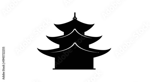 Black Pagoda Silhouette Icon.