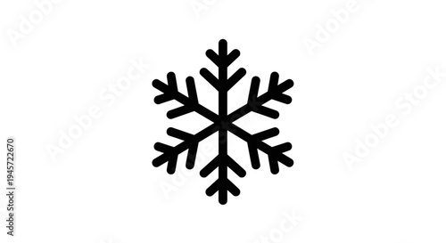 Black Snowflake Isolated on White.
