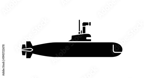 Black submarine silhouette icon.