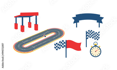 Iconic symbols and elements associated with a motorsport racing event