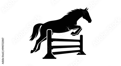 Horse Jumping Over Obstacle.