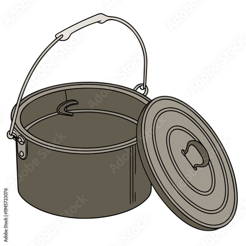 A metal bucket with a lid and handle