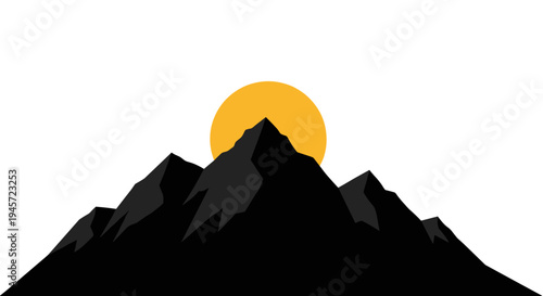 Mountain Range at Sunset Silhouette 1.