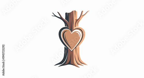 Stylized tree trunk with a heart shape on its front