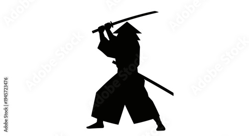 Samurai Warrior Sword Silhouette Fighting.