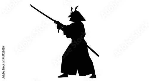 Samurai Warrior Holding Sword Silhouette.