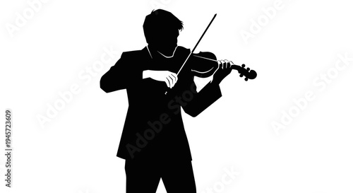 Silhouette of man playing violin.