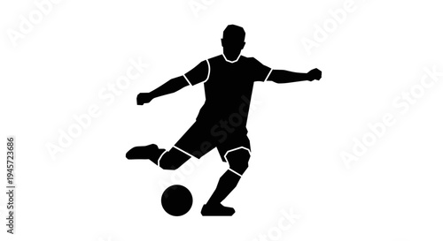 Soccer Player Kicking Ball Silhouette.