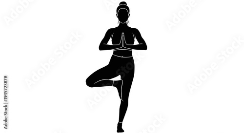 Woman in yoga tree pose 1.