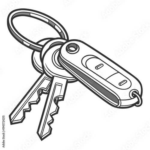 A car key fob with two keys attached