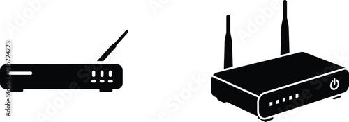 Internet computer icon with router and modem symbols
