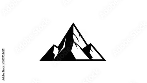 Stylized Black Mountain Peak Icon Vector Illustration