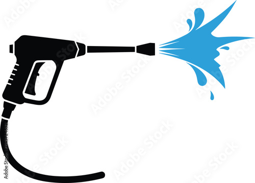 High pressure washer spray gun icon powerful water jet cleaning tool symbol for car wash maintenance vector illustration