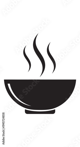 Steaming Bowl of Hot Food Icon Graphic