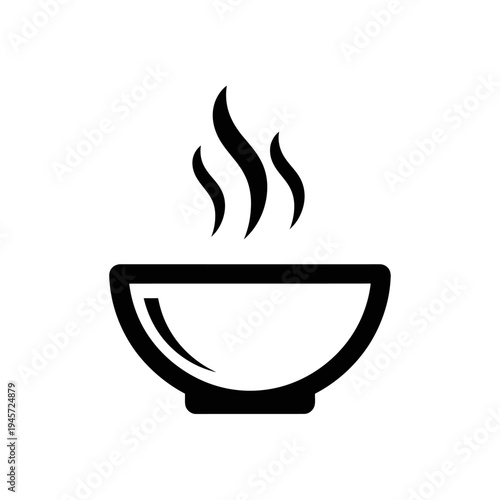 Steaming Bowl Icon with Rising Heat Waves, Simple Line Art for Food and Warmth Concepts