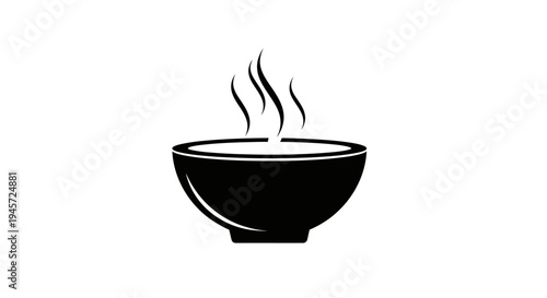 Steaming Bowl of Hot Food Icon, Comforting Meal, Warmth and Nourishment Symbol