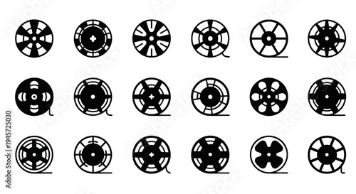 Collection of Film Reel Icons - Representing Cinema, Movies, and Production