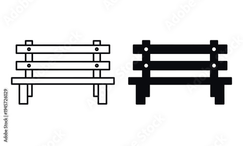 Black and white bench illustrations with detailed structure