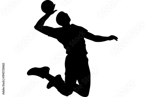 Dynamic Handball Player in Action Silhouette