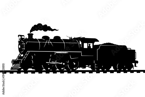 Vintage Steam Locomotive Vector Illustration