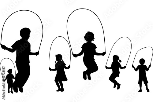 Family Jumping with Exercise Jump Ropes