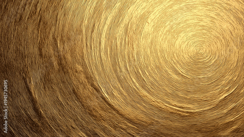 スタイリッシュでかっこいい金属テクスチャ　円状にヘアライン加工された金色のきらきら背景素材
