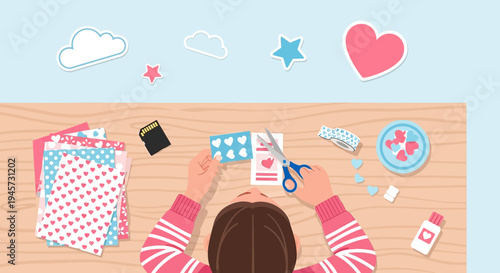 Creative Kid Crafting: Hands Cutting Paper for Art Projects