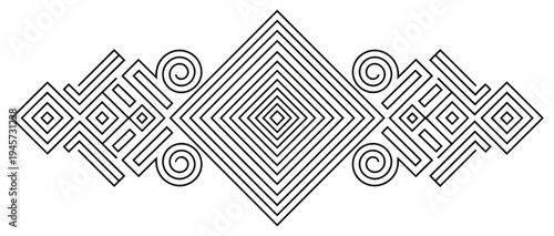 Geometric ornamental border symmetrical abstract line pattern vector design