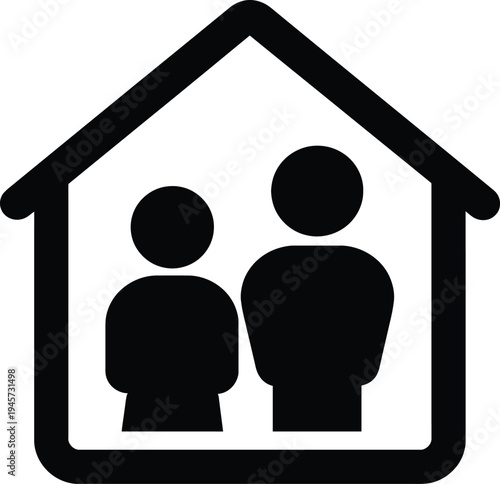 Family in house icon, home sweet home, real estate and housing concept