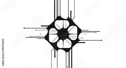 Abstract symmetrical geometric pattern with lines and shapes