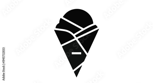 Minimalist black and white icon of a sweet folded dessert, ideal for food apps and branding