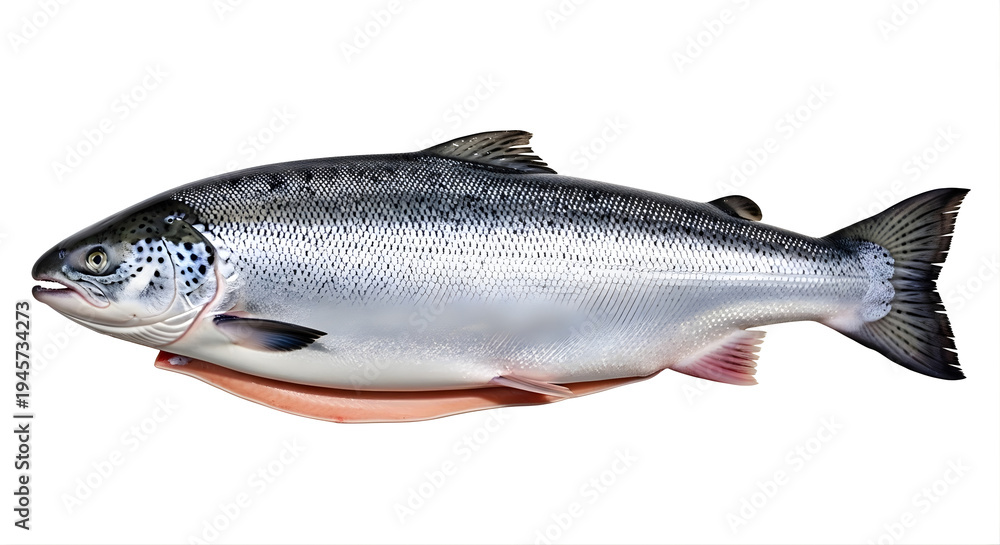 Obraz premium Whole Raw Salmon Fish Isolated