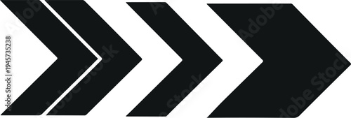 Chevron arrow direction icon vector set with bold forward pointing geometric arrows isolated on light background for navigation, movement, and interface design