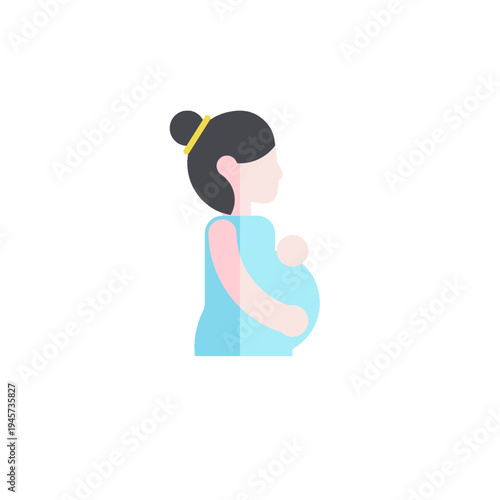 Pregnant woman icon for maternity care, pregnancy health, and motherhood concept.