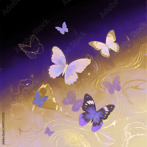 Vibrant butterfly illustrations in pastel tones. Each design has glowing, wispy backgrounds and colorful butterflies, delivering a light, romantic, and magical feel.