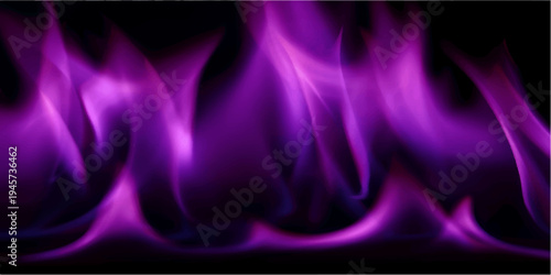 Swirling purple and blue smoke waves create a flowing motion of light and energy against a dark black backdrop with abstract fractal patterns