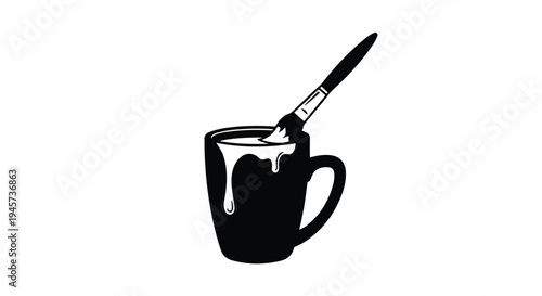 Crafting Artistic Visions A Brush Stirring Creativity in a Cup