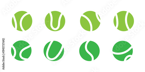 Tennis ball icon set. Sport equipment vector set. Tennis ball collection with static and motion versions for match, training, and game design. eps 10