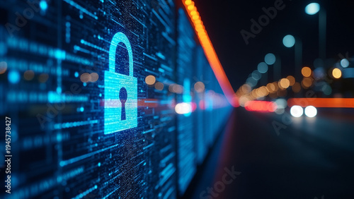 Encrypted Data Digital Tunnel Network Wide Angle View