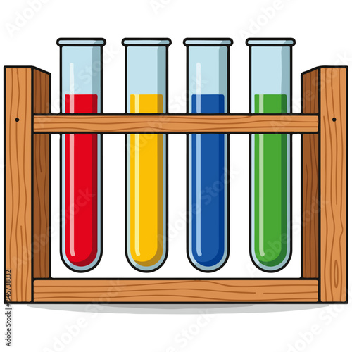 Colorful Laboratory Test Tube Rack Flat Vector Illustration