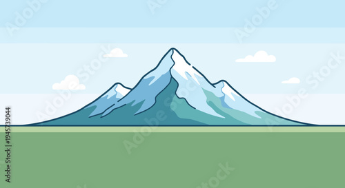 Mountain Landscape with Snowy Peak.